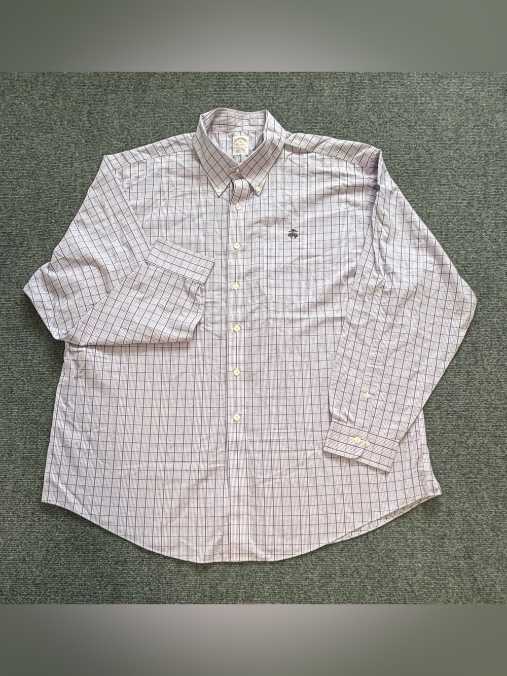 Brooks Brothers Mens XXL Supima Cotton Non Iron Check Button Down Shirt Purple